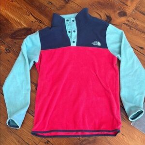 The North Face Girl’s Kids' Pink and Blue Fleece Pullover Sweatshirt Size XL